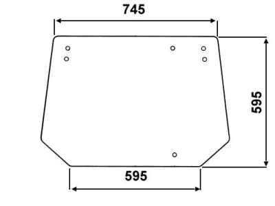 Heckscheibe, klar, 4-Loch-Befestigung, schmal, für Deutz-Fahr Agrocompact, Kabine C 1000–C 1200