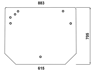 Heckscheibe, klar, 4-Loch-Befestigung, für Deutz-Fahr Agrokid, Kabine Agrokid; Brieda