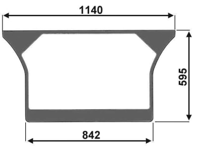 Heckscheibe, grün, unten, Höhe 595 mm, geklebt, Siebdruck, für Traktor Deutz-Fahr Agrotron, Hürlimann XL, Lamborghini Champion, Victory, R6, R7, R8, Same Diamond II, Iron, Rubin