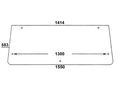 Heckscheibe, klar, 2-Loch-Befestigung, Abstand Bohrungen 1300 mm, für Zetor 5211/45, 6211/45, 7211/45, 7711/45, Kabine UR 1