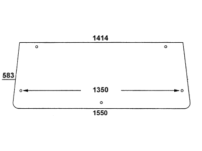 Heckscheibe, klar, 2-Loch-Befestigung, Abstand Bohrungen 1350 mm, für Zetor 5211/45, 6211/45, 7211/45, 7711/45, Kabine UR 1