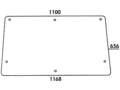 Heckscheibe, klar, 3-Loch-Befestigung, unbeheizt, für Zetor 9245, 10245, 11245, 12245, 16245, Kabine UR 2