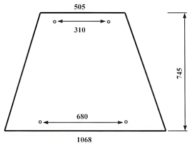 Seitenscheibe, klar, Bohrungen 4, für Zetor 5211/45, 6211/45, 7211/45, 7711/45, Kabine UR 1