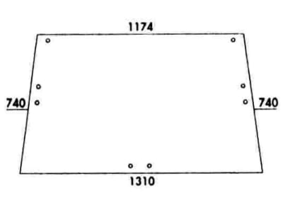 Heckscheibe, klar, 2-Loch-Befestigung, für Case IH 600, 700, 800, 900, 1000, Kabine Comfort 2000