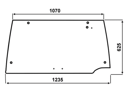 Heckscheibe, bronze, 3-Loch-Befestigung, mit Öffnung, für Case IH 5000, Kabine Maxxum; Maxxum Pro