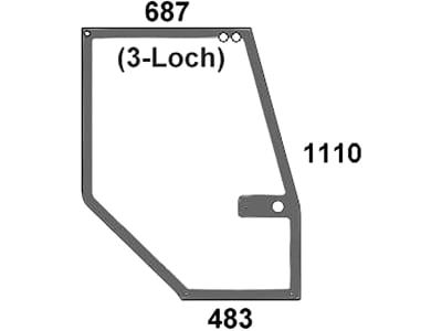 Türscheibe, grün, rechts, für Case IH Traktor Maxxum 5000