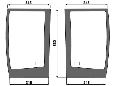 Frontscheibe, grün, unten rechts, geklebt, Siebdruck, für Case IH, Ford New Holland, Steyr, Kabine CS; CVT; CVX; TVT; T7000