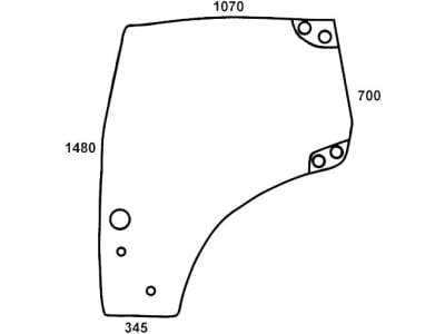 Türscheibe, grün, links, für Case IH MXU, Maxxum, Puma, Ford New Holland TSA, Steyr Profi