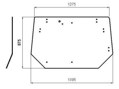 Heckscheibe, grün, 4-Loch-Befestigung, für Valtra 6000, 8000, A, Mezzo, T, X, Kabine T; TC; TCH; M; XM; X