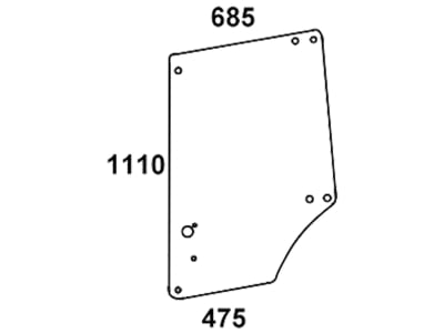 Türscheibe, klar, oben links/rechts, Länge 475 mm; 685 mm, für John Deere 900, 1000, Kabine MC-1