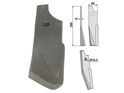 Industriehof® Rotorzinken links/rechts 290 x 60 x 15 mm, Bohrung 16,5 mm für Kuhn Industriehof® Rotorzinken links/rechts 290 x 60 x 15 mm, Bohrung 16,5 mm für Kuhn