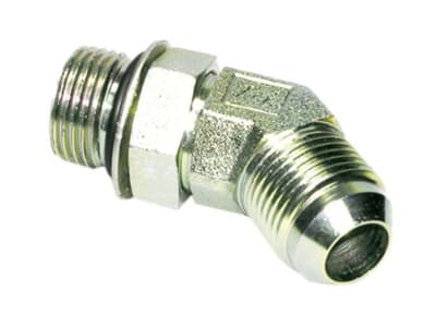 Winkel-Einschraubverschraubung "WE-JR", 45 °, 7/8"-14/7/8"-14, einstellbar, O-Ring und Dichtscheibe, Außenkonus 74° Winkel-Einschraubverschraubung "WE-JR", 45 °, 7/8"-14/7/8"-14, einstellbar, O-Ring und Dichtscheibe, Außenkonus 74°