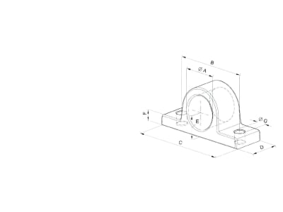 Schema Lagerbock Schraubbar, D 45 mm, E 40 mm, für Teleskopzylinder Schema Lagerbock Schraubbar, D 45 mm, E 40 mm, für Teleskopzylinder