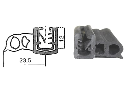 Dichtungsprofil für Glastüren, Klemmbereich 5 – 6 mm