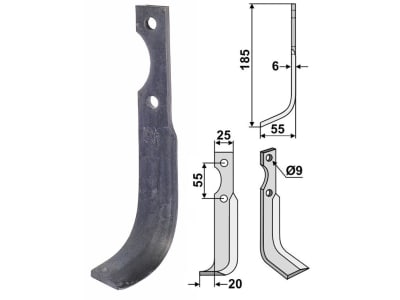 Industriehof® Fräsmesser links 185 x 25 x 6 mm, Bohrung 9 mm für B.C.S., BCS-07L