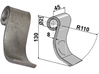 Industriehof® Schlegelmesser 130 x 45 x 8 mm, Bohrung 21 mm, für Spearhead, 63-SPH-52 Industriehof® Schlegelmesser 130 x 45 x 8 mm, Bohrung 21 mm, für Spearhead, 63-SPH-52