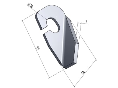 Flügelmesser, 55 x 30 x 3 mm, Bohrung 10 mm; 14 mm, Tiefe 38 mm, links/rechts, kurz, abgewinkelt, für Amazone GH02, GHL02, GHLT02 Flügelmesser, 55 x 30 x 3 mm, Bohrung 10 mm; 14 mm, Tiefe 38 mm, links/rechts, kurz, abgewinkelt, für Amazone GH02, GHL02, GHLT02