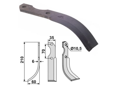 Industriehof® Fräsmesser links 210 x 35 x 6 mm, Bohrung 10,5 mm für Brumital-Agris, BRU-06L