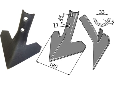 Industriehof® Gänsefußschar 180 x 5 mm für Köckerling Grubber Allrounder, 101.IND-590