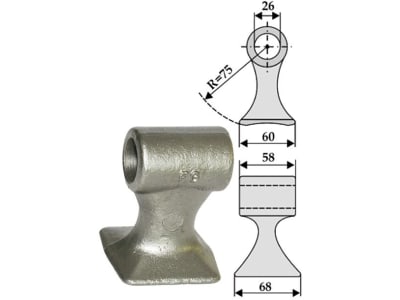 Industriehof® Hammerschlegel Arbeitsbreite 68 mm, Bohrung 26 mm, Einbaumaß 58 mm, für Mc Connel, Noremat, S.M.A., Twose, 63-RM-800