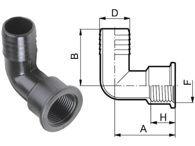 Agrotop Schlauchanschluss G 3/4" IG (BSP) Ø Tülle 20 mm 90 ° gebogen, 10610