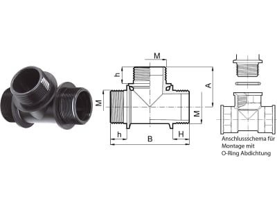 Agrotop T-Stück G 1 1/2" AG (BSP) mit Außengewinde (AG), 10718