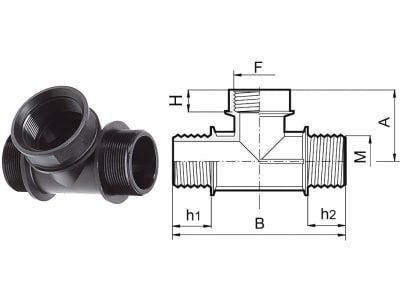 Agrotop T-Stück G 2" IG/AG (BSP) mit Innen- und Außengewinde (IG/AG), 10722
