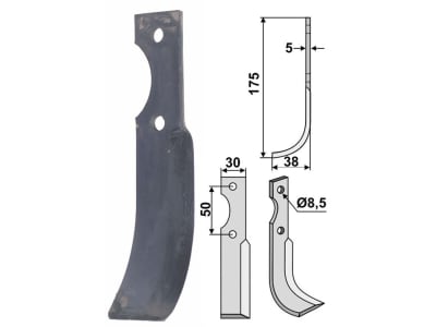 Industriehof® Fräsmesser links/rechts 175 x 38 x 5 mm, Bohrung 8,5 mm für Adriatica Minny