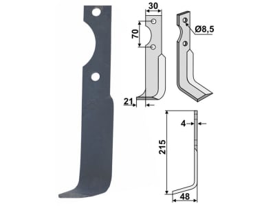 Industriehof® Fräsmesser rechts 215 x 48 x 4 mm, Bohrung 8,5 mm für Agria, AGR-57R