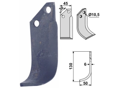 Industriehof® Fräsmesser links/rechts 130 x 50 x 6 mm, Bohrung 10,5 mm für Badalini MA 5034