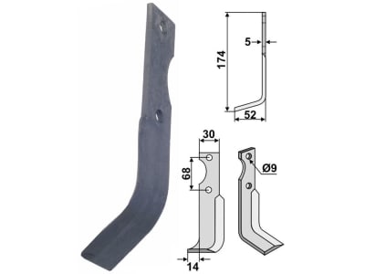 Industriehof® Fräsmesser links 174 x 52 x 5 mm, Bohrung 9 mm für Barbieri, BAR-05L