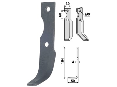 Industriehof® Fräsmesser rechts 164 x 30 x 4 mm, Bohrung 9 mm für Benassi RT45-401, BEN-29R