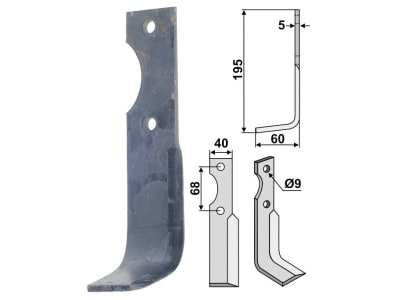 Industriehof® Fräsmesser rechts 195 x 40 x 5 mm, Bohrung 9 mm für Benassi Z4, BEN-33R