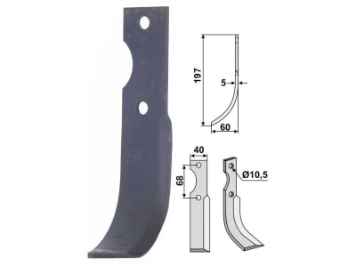 Industriehof® Fräsmesser rechts 197 x 60 x 5 mm, Bohrung 10,5 mm für Benassi RL319, BEN-48R