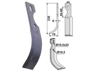 Industriehof® Fräsmesser links 230 x 45 x 6 mm, Bohrung 10,5 mm für universal, BEN-50L