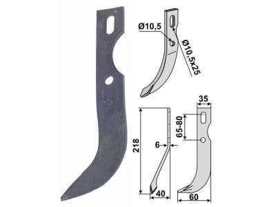 Industriehof® Fräsmesser rechts 218 x 35 x 6 mm, Bohrung 10,5 mm für universal, BEN-52R