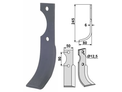 Industriehof® Fräsmesser links 245 x 80 x 6 mm, Bohrung 12,5 mm für Bertolini S.310/S - 12522/3, BER-15L