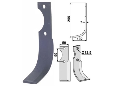 Industriehof® Fräsmesser links 255 x 50 x 7 mm, Bohrung 12,5 mm für Bertolini, Ferrari, BER-18L