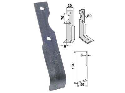 Industriehof® Fräsmesser rechts 184 x 30 x 6 mm, Bohrung 9 mm für Breviglieri M21 - 1583 (11076), BRE-12R