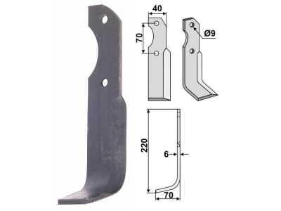 Industriehof® Fräsmesser links/rechts 220 x 40 x 6 mm, Bohrung 9 mm, Gewicht 0,45 kg für Brumital-Agris