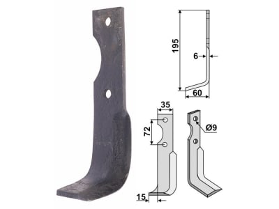 Industriehof® Fräsmesser rechts 195 x 35 x 6 mm, Bohrung 9 mm für Casorzo, CAS-08R