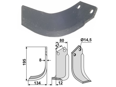 Industriehof® Fräsmesser links/rechts 195 x 80 x 8 mm, Bohrung 14,5 mm für Celli