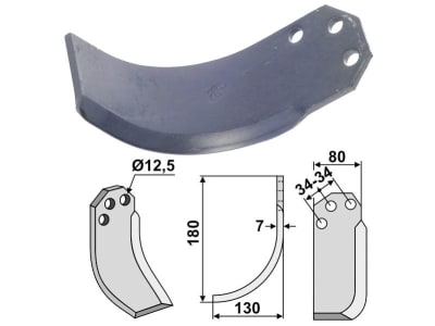 Industriehof® Fräsmesser rechts 180 x 130 x 7 mm, Bohrung 12,5 mm für Agritalia, Carraro S.p.A., CRR-02R