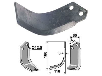 Industriehof® Fräsmesser links 160 x 60 x 6 mm, Bohrung 12,5 mm für Del Morino, DLM-01L