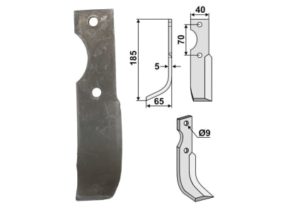 Industriehof® Fräsmesser links 185 x 40 x 5 mm, Bohrung 9 mm für Fort, FOR-03L