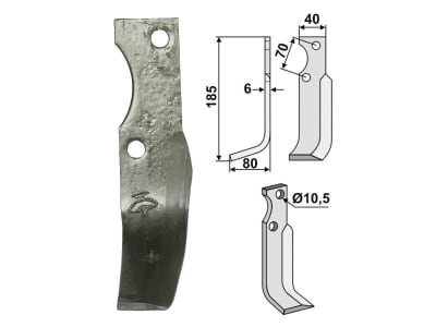 Industriehof® Fräsmesser links/rechts 185 x 40 x 6 mm, Bohrung 10,5 mm für Goldoni