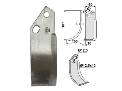 Industriehof® Fräsmesser rechts 187 x 60 x 6 mm, Bohrung 12,5 mm für Goldoni, GOL-28R