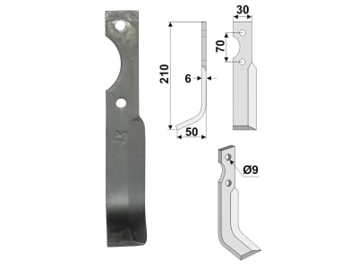 Industriehof® Fräsmesser links/rechts 210 x 30 x 6 mm, Bohrung 9 mm für Gutbrod