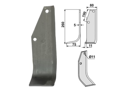 Industriehof® Fräsmesser rechts 260 x 80 x 5 mm, Bohrung 11 mm für Holder, HOL-57R