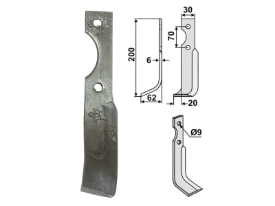 Industriehof® Fräsmesser rechts 200 x 30 x 6 mm, Bohrung 9 mm für Honda F400/80, HON-01R